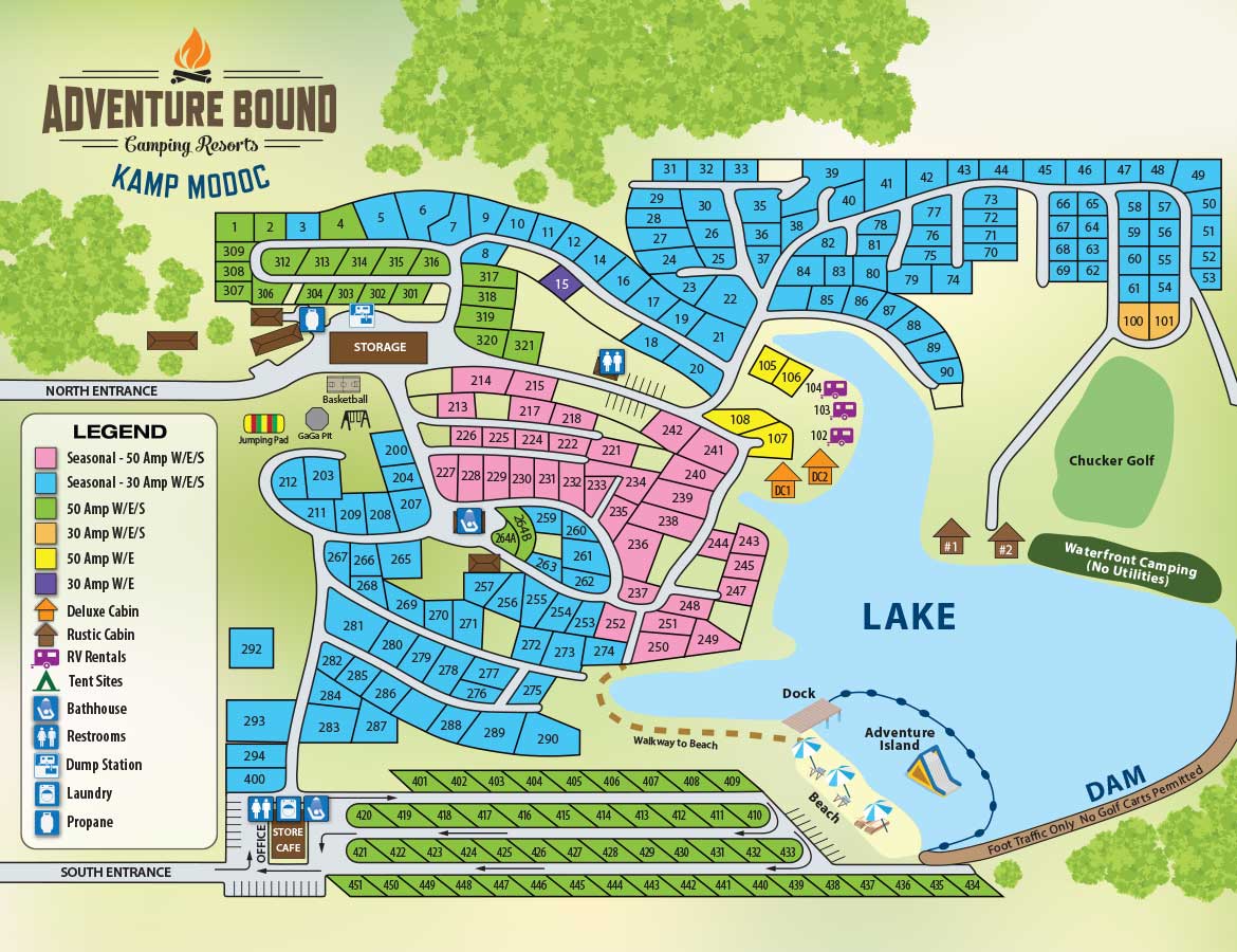 Adventure Bound Kamp Modoc campground map
