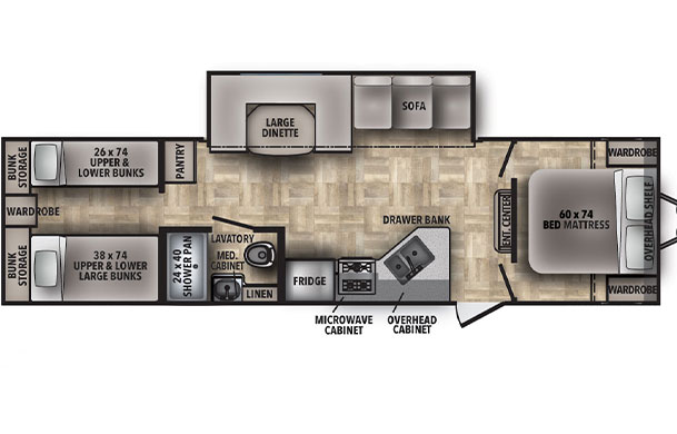 premium rv rental interior floor plan