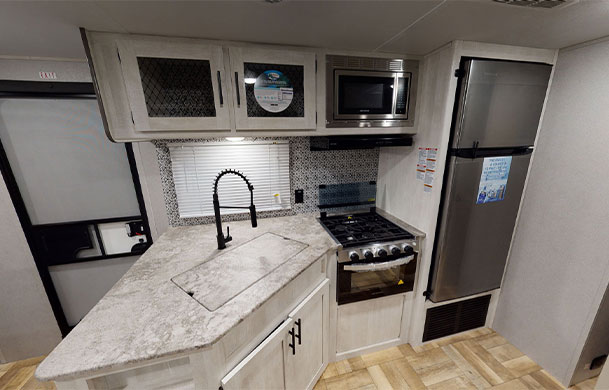 premium rv rental interior kitchen